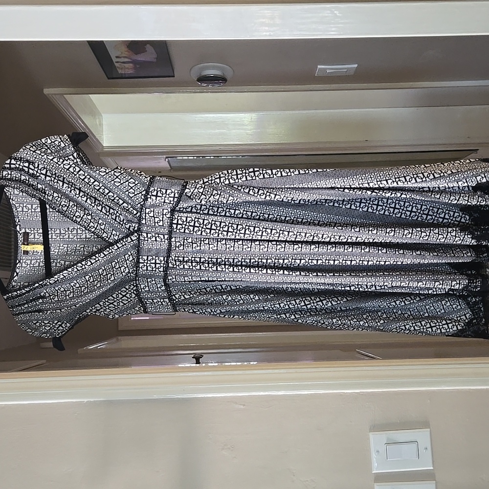 Hazel silk Black and White Patterned Dress